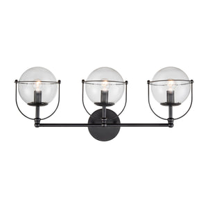 Atlas Langford 3-Light Vanity Light Fixture - Vintage Charm Meets Modern Design for Stylish Spaces Matte Black 24'' WL11358-BK