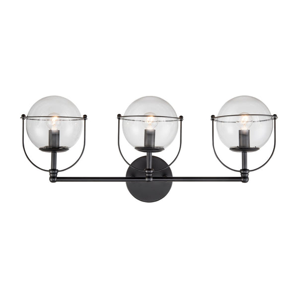 Atlas Langford 3-Light Vanity Light Fixture - Vintage Charm Meets Modern Design for Stylish Spaces Matte Black 24'' WL11358-BK