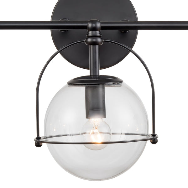 Atlas Langford 3-Light Vanity Light Fixture - Vintage Charm Meets Modern Design for Stylish Spaces Matte Black 24'' WL11358-BK