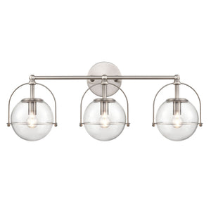 Atlas Langford 3-Light Vanity Light Fixture - Vintage Charm Meets Modern Design for Stylish Spaces Satin Nickel 24'' WL11358-NK
