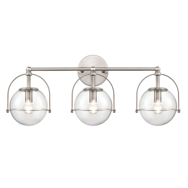 Atlas Langford 3-Light Vanity Light Fixture - Vintage Charm Meets Modern Design for Stylish Spaces Satin Nickel 24'' WL11358-NK