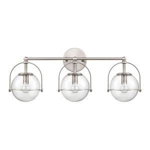 Atlas Langford 3-Light Vanity Light Fixture - Vintage Charm Meets Modern Design for Stylish Spaces Satin Nickel 24'' WL11358-NK