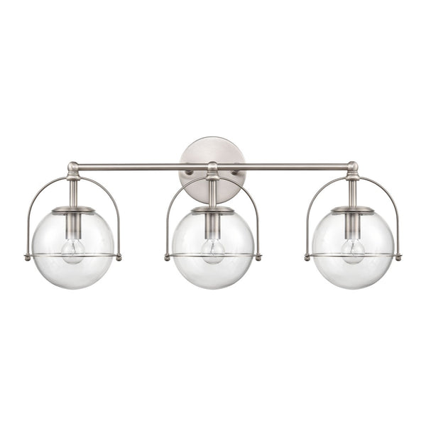 Atlas Langford 3-Light Vanity Light Fixture - Vintage Charm Meets Modern Design for Stylish Spaces Satin Nickel 24'' WL11358-NK