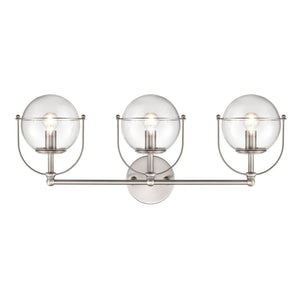 Atlas Langford 3-Light Vanity Light Fixture - Vintage Charm Meets Modern Design for Stylish Spaces Satin Nickel 24'' WL11358-NK