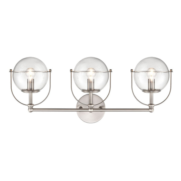 Atlas Langford 3-Light Vanity Light Fixture - Vintage Charm Meets Modern Design for Stylish Spaces Satin Nickel 24'' WL11358-NK