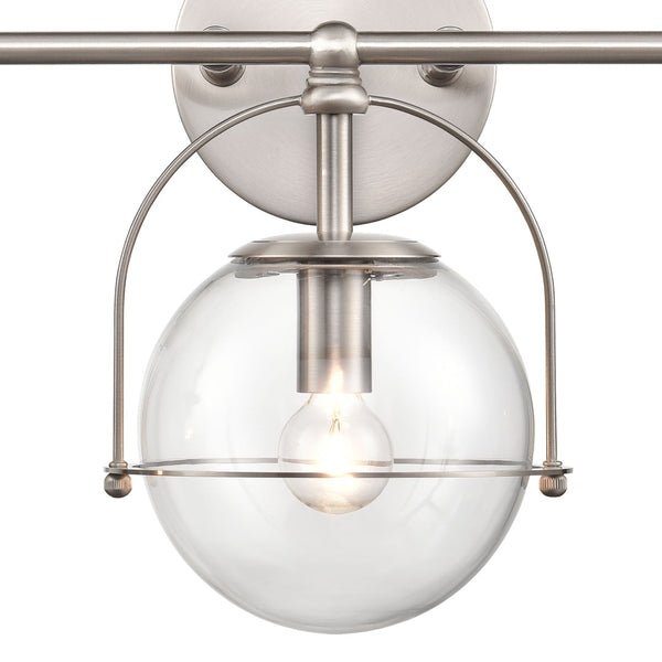 Atlas Langford 3-Light Vanity Light Fixture - Vintage Charm Meets Modern Design for Stylish Spaces Satin Nickel 24'' WL11358-NK
