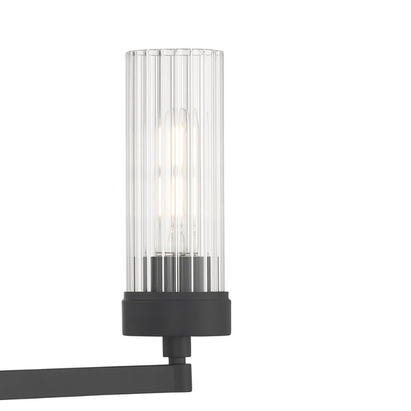 Atlas Lida Transitional 2-Light Vanity Fixture with Fluted Glass Shades for Elegant Bathroom Illumination Matte Black 14'' WL11359-BK