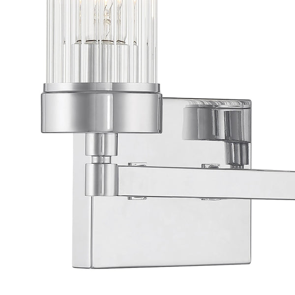 Atlas Lida Transitional 2-Light Vanity Fixture with Fluted Glass Shades for Elegant Bathroom Illumination Chrome 14'' WL11359-CH