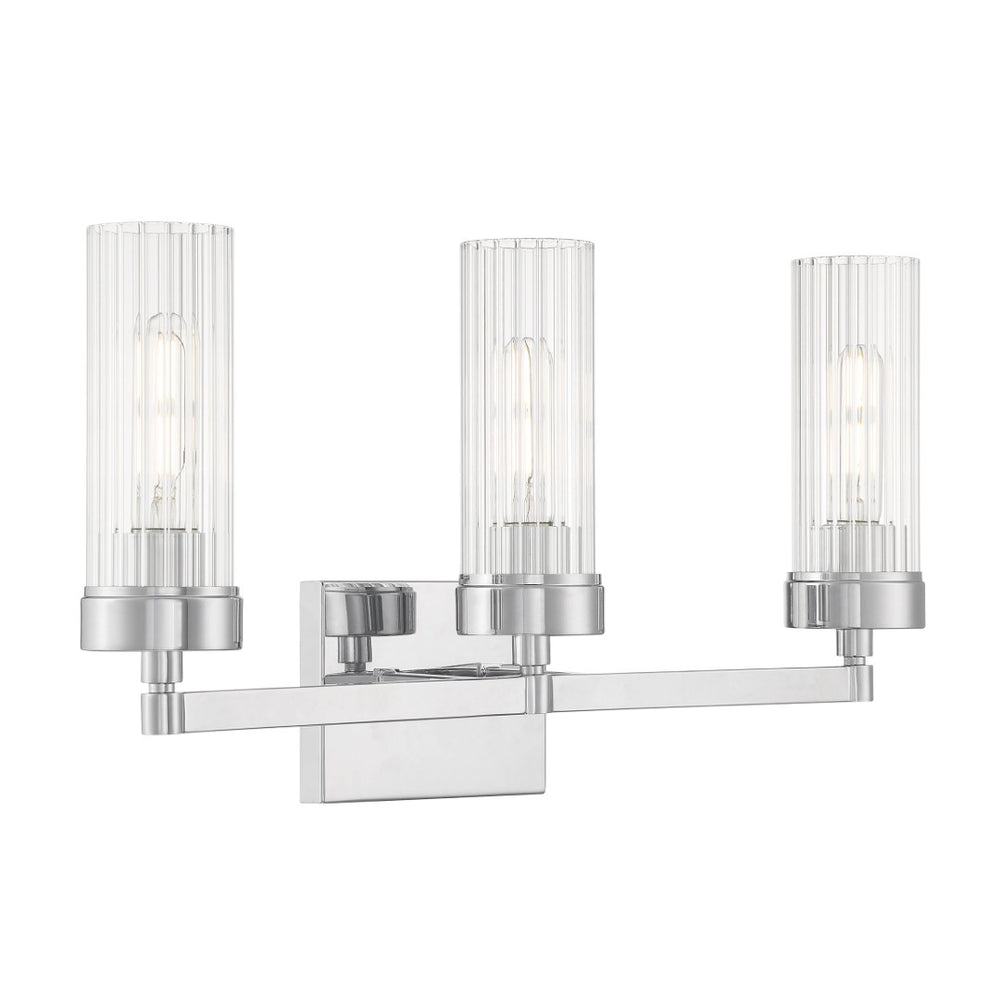 Atlas Lida Transitional 2-Light Vanity Fixture with Fluted Glass Shades for Elegant Bathroom Illumination Chrome 21'' WL11360-CH