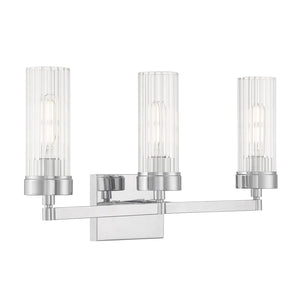 Atlas Lida Transitional 2-Light Vanity Fixture with Fluted Glass Shades for Elegant Bathroom Illumination Chrome 21'' WL11360-CH