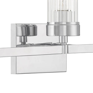 Atlas Lida Transitional 2-Light Vanity Fixture with Fluted Glass Shades for Elegant Bathroom Illumination Chrome 21'' WL11360-CH