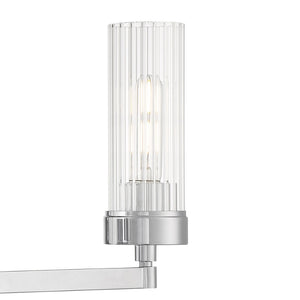 Atlas Lida Transitional 2-Light Vanity Fixture with Fluted Glass Shades for Elegant Bathroom Illumination Chrome 21'' WL11360-CH