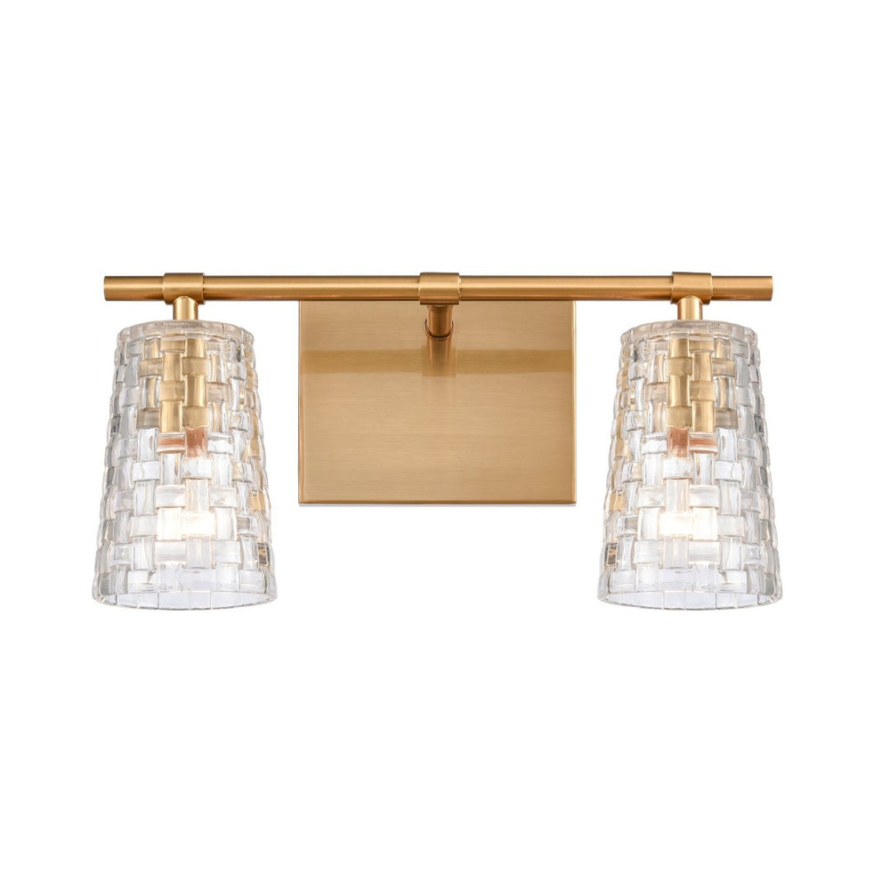 Atlas Lightweave 2-Light Vanity Fixture - Elegant Woven Crystal Design for Modern Bathrooms & Dressing Areas Satin Brass WL11361-BS