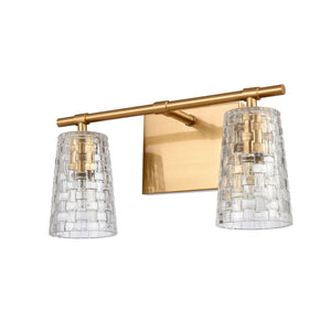 Atlas Lightweave 2-Light Vanity Fixture - Elegant Woven Crystal Design for Modern Bathrooms & Dressing Areas Satin Brass WL11361-BS