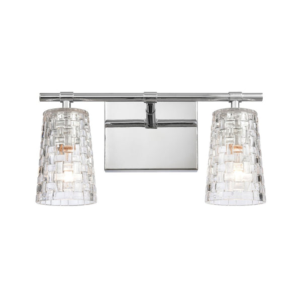 Atlas Lightweave 2-Light Vanity Fixture - Elegant Woven Crystal Design for Modern Bathrooms & Dressing Areas Polished Nickel 15'' WL11361-NK