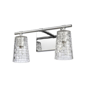 Atlas Lightweave 2-Light Vanity Fixture - Elegant Woven Crystal Design for Modern Bathrooms & Dressing Areas Polished Nickel 15'' WL11361-NK