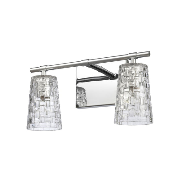 Atlas Lightweave 2-Light Vanity Fixture - Elegant Woven Crystal Design for Modern Bathrooms & Dressing Areas Polished Nickel 15'' WL11361-NK