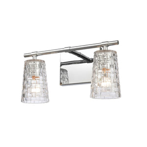 Atlas Lightweave 2-Light Vanity Fixture - Elegant Woven Crystal Design for Modern Bathrooms & Dressing Areas Polished Nickel 15'' WL11361-NK