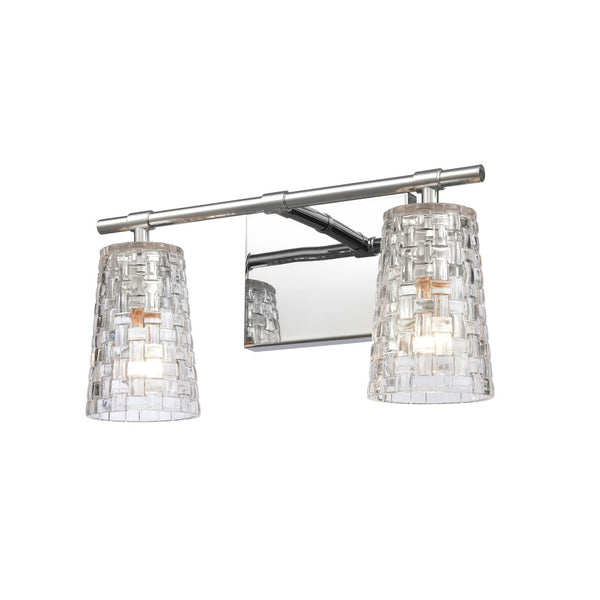 Atlas Lightweave 2-Light Vanity Fixture - Elegant Woven Crystal Design for Modern Bathrooms & Dressing Areas Polished Nickel 15'' WL11361-NK