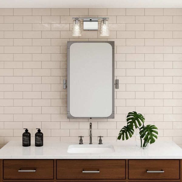 Atlas Lightweave 2-Light Vanity Fixture - Elegant Woven Crystal Design for Modern Bathrooms & Dressing Areas Polished Nickel 15'' WL11361-NK