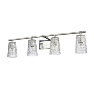 Atlas Lightweave 2-Light Vanity Fixture - Elegant Woven Crystal Design for Modern Bathrooms & Dressing Areas Polished Nickel 32'' WL11362-NK