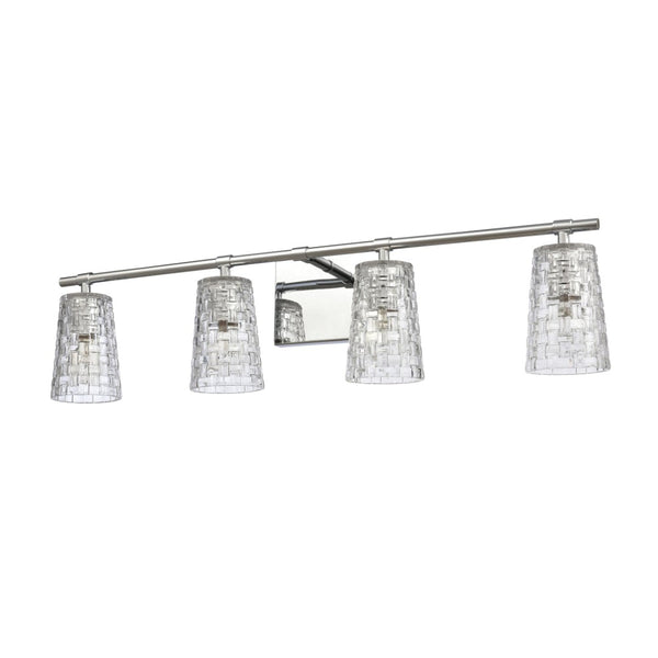 Atlas Lightweave 2-Light Vanity Fixture - Elegant Woven Crystal Design for Modern Bathrooms & Dressing Areas Polished Nickel 32'' WL11362-NK