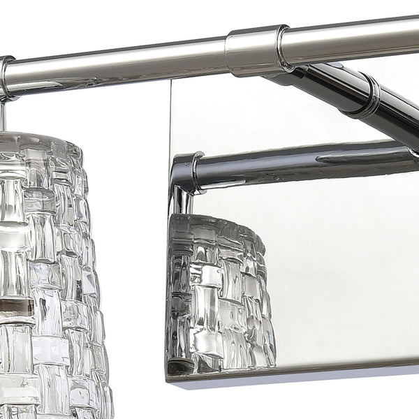 Atlas Lightweave 2-Light Vanity Fixture - Elegant Woven Crystal Design for Modern Bathrooms & Dressing Areas Polished Nickel 32'' WL11362-NK