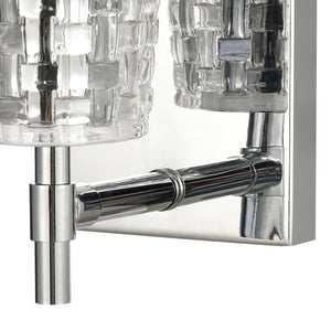 Atlas Lightweave 2-Light Vanity Fixture - Elegant Woven Crystal Design for Modern Bathrooms & Dressing Areas Polished Nickel 4.75'' WL11363-NK