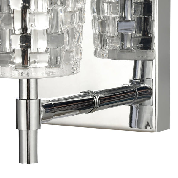 Atlas Lightweave 2-Light Vanity Fixture - Elegant Woven Crystal Design for Modern Bathrooms & Dressing Areas Polished Nickel 4.75'' WL11363-NK