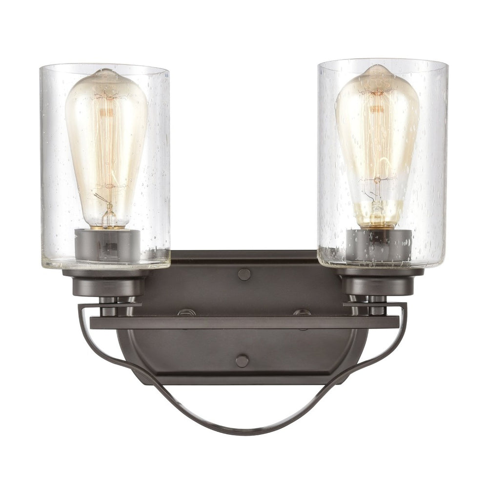 Atlas Market Square 2-Light Vanity Light Fixture - Timeless Elegance with Seeded Glass Shades for Your Bath Oil Rubbed Bronze 12'' WL11365-BZ