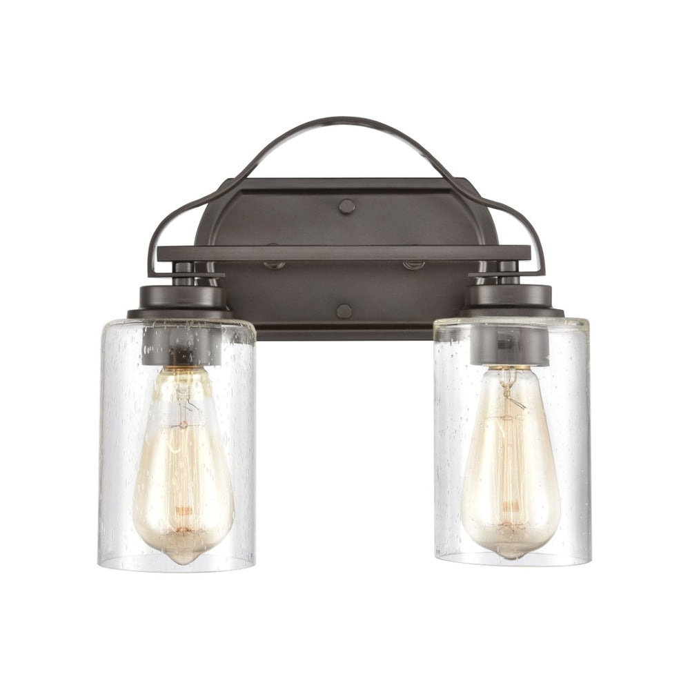 Atlas Market Square 2-Light Vanity Light Fixture - Timeless Elegance with Seeded Glass Shades for Your Bath Oil Rubbed Bronze 12'' WL11365-BZ