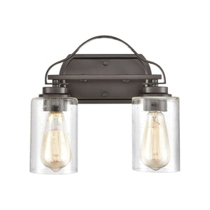 Atlas Market Square 2-Light Vanity Light Fixture - Timeless Elegance with Seeded Glass Shades for Your Bath Oil Rubbed Bronze 12'' WL11365-BZ