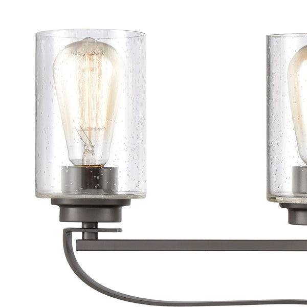 Atlas Market Square 28'' Wide 4-Light Vanity Fixture - Artisanal Design with Frosted Glass Shades for Elegance Oil Rubbed Bronze WL11367-BZ