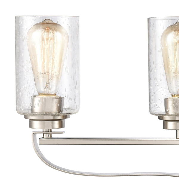 Atlas Market Square 28'' Wide 4-Light Vanity Fixture - Artisanal Design with Frosted Glass Shades for Elegance Brushed Nickel WL11367-NK