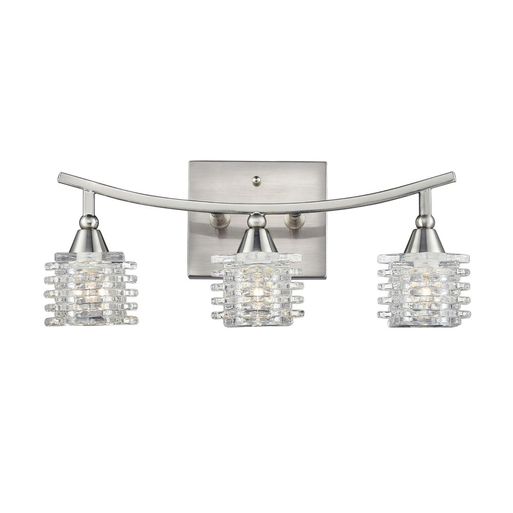 Atlas Matrix 15'' Wide 3-Light Vanity Light - Elegant Satin Nickel Lantern Design for Modern Bathrooms WL11368-NK