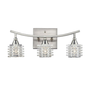 Atlas Matrix 15'' Wide 3-Light Vanity Light - Elegant Satin Nickel Lantern Design for Modern Bathrooms WL11368-NK