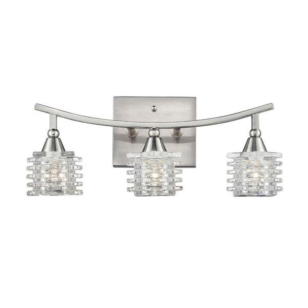 Atlas Matrix 15'' Wide 3-Light Vanity Light - Elegant Satin Nickel Lantern Design for Modern Bathrooms WL11368-NK