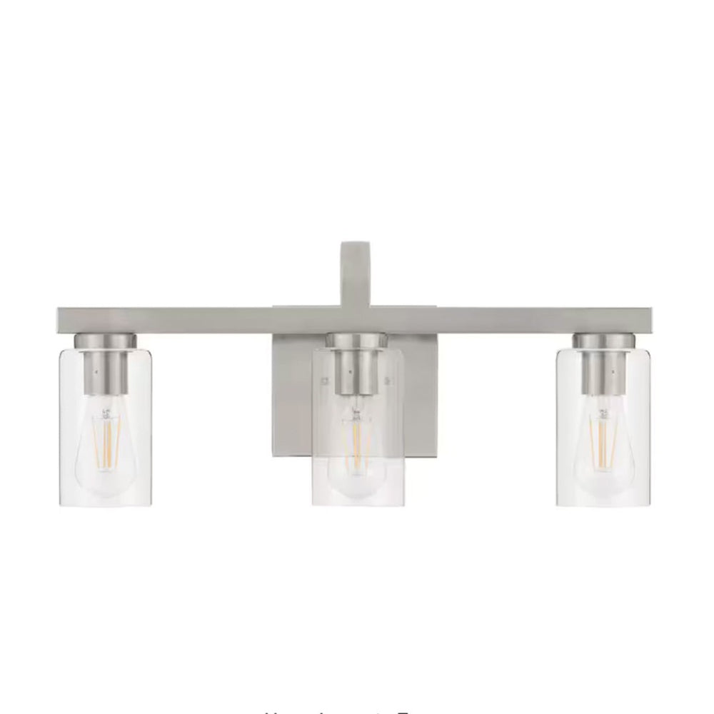 Atlas Melina 3-Light Vanity Light Fixture - Elegant Design with Rounded Glass Shades for Modern Spaces Brushed Nickel 22'' WL11369-NK