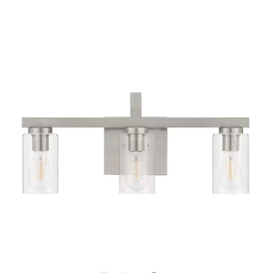 Atlas Melina 3-Light Vanity Light Fixture - Elegant Design with Rounded Glass Shades for Modern Spaces Brushed Nickel 22'' WL11369-NK