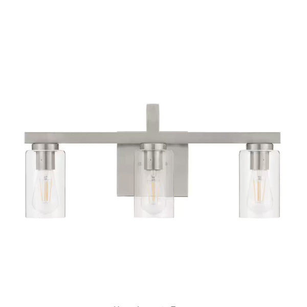 Atlas Melina 3-Light Vanity Light Fixture - Elegant Design with Rounded Glass Shades for Modern Spaces Brushed Nickel 22'' WL11369-NK