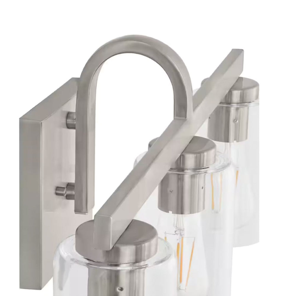 Atlas Melina 3-Light Vanity Light Fixture - Elegant Design with Rounded Glass Shades for Modern Spaces Brushed Nickel 22'' WL11369-NK