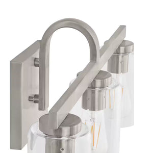 Atlas Melina 3-Light Vanity Light Fixture - Elegant Design with Rounded Glass Shades for Modern Spaces Brushed Nickel 22'' WL11369-NK