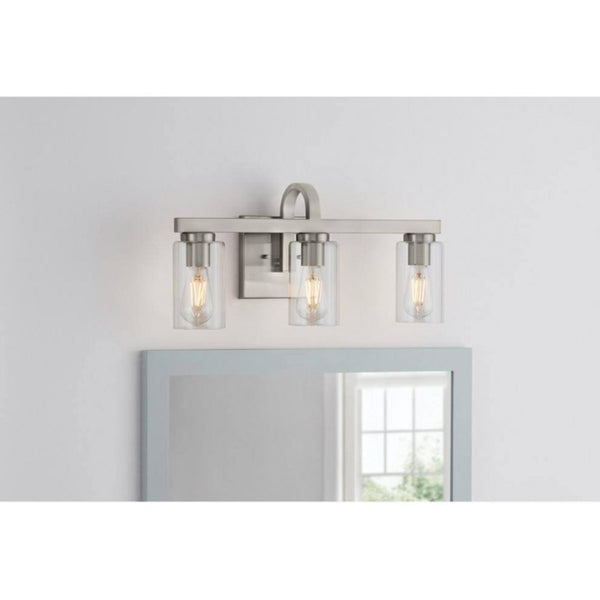 Atlas Melina 3-Light Vanity Light Fixture - Elegant Design with Rounded Glass Shades for Modern Spaces Brushed Nickel 22'' WL11369-NK