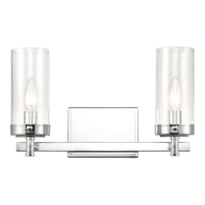 Atlas Melinda Modern 2-Light Vanity Light Fixture with Seeded Glass Shades for Elegant Illumination Polished Chrome 15'' WL11371-CH
