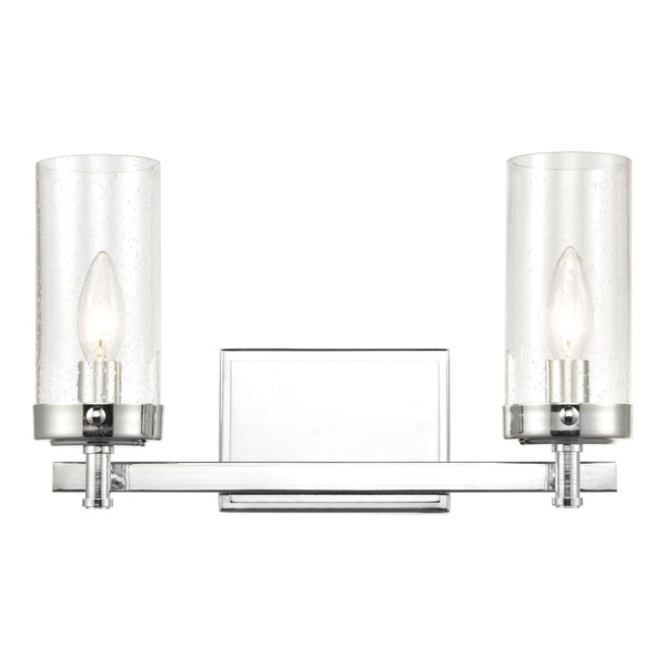 Atlas Melinda Modern 2-Light Vanity Light Fixture with Seeded Glass Shades for Elegant Illumination Polished Chrome 15'' WL11371-CH