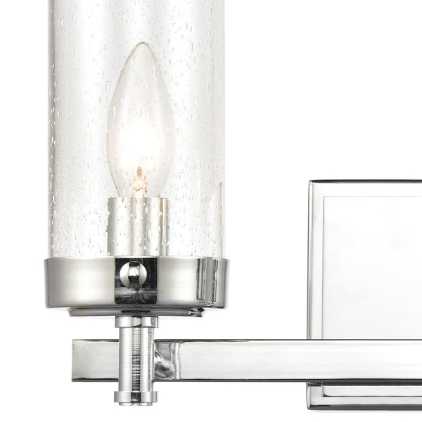 Atlas Melinda Modern 2-Light Vanity Light Fixture with Seeded Glass Shades for Elegant Illumination Polished Chrome 15'' WL11371-CH