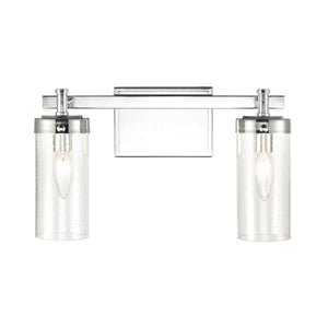 Atlas Melinda Modern 2-Light Vanity Light Fixture with Seeded Glass Shades for Elegant Illumination Polished Chrome 15'' WL11371-CH