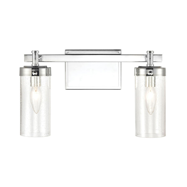 Atlas Melinda Modern 2-Light Vanity Light Fixture with Seeded Glass Shades for Elegant Illumination Polished Chrome 15'' WL11371-CH
