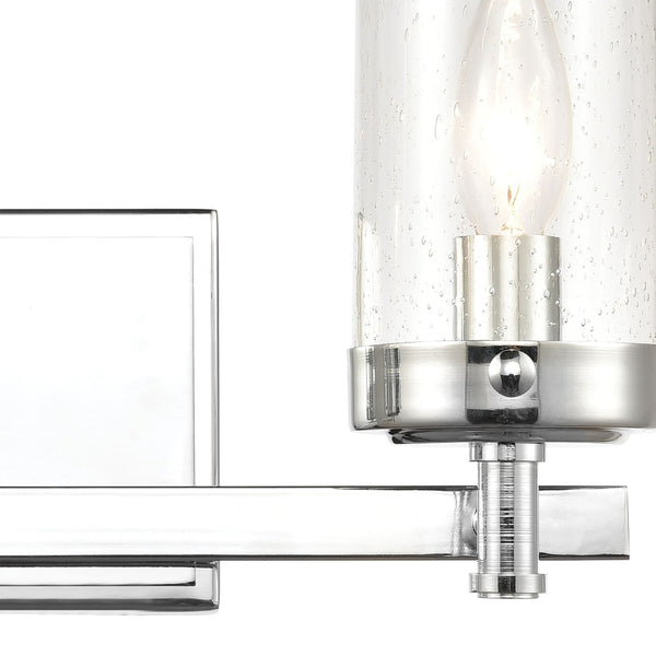 Atlas Melinda Modern 2-Light Vanity Light Fixture with Seeded Glass Shades for Elegant Illumination Polished Chrome 15'' WL11371-CH