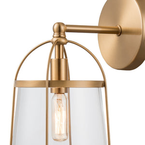Atlas Merrick 1-Light Wall Sconce - Elegant Clear Glass Shade & Arching Metalwork for Timeless Style Satin Brass 7'' WL11373-BS